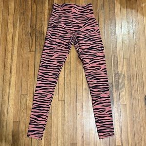 Tiger striped peach and black workout leggings